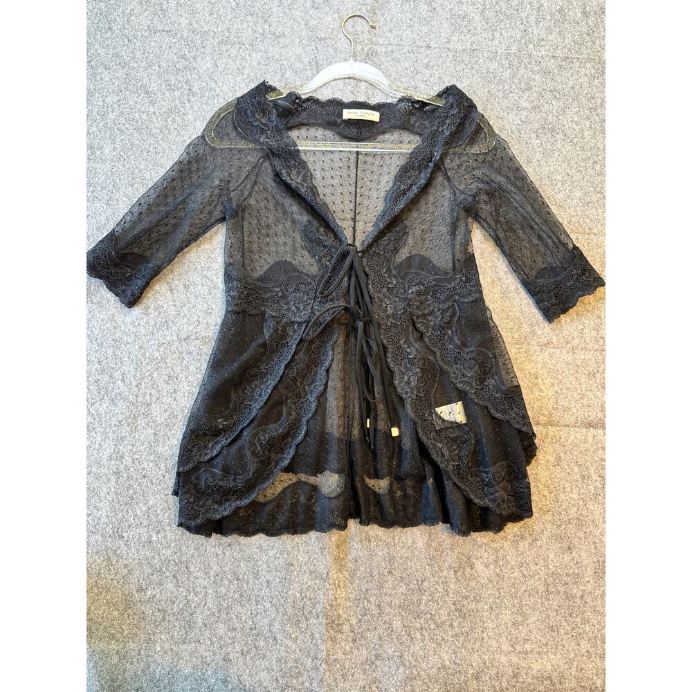 Sonia Fortuna Firenze S/M Black Lace Layered and Sheer Top